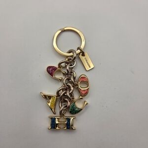 Coach Gold and Multicolor Letter Keychain